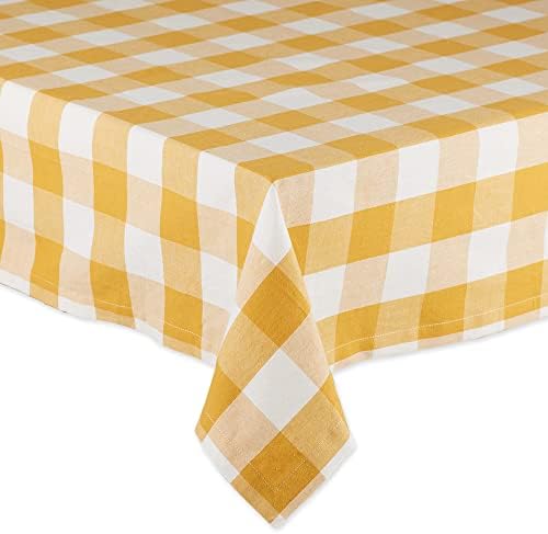 DII Buffalo Check Collection, Classic Farmhouse Tablecloth, 52 x 52, Honey Gold - Image 2