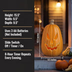 Xodus Battery Operated LED Light Up Pumpkin, Jack-O-Lantern, Timer, 15-inch - Image 3
