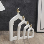 Islamic Cultural Decor Collection - Handcrafted Resin Mosque Models & Tower Ornaments for Home/Office Display Ramadan Decoration (4-Door) - Image 3