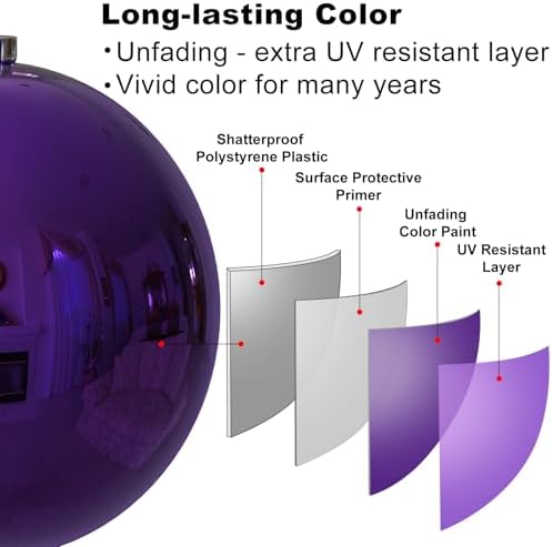 Purple 8.0" Extra Large Christmas Ornaments - Christmas Tree Decoration Balls Shatterproof Hanging Shiny Balls for Birthday Holiday Wedding Decorations Set of 2pcs - Image 4