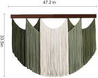 Jditngp Large Macrame Wall Hanging Tapestry,Boho Wall Art Decor Chic Bohemian Handmade Cotton Rope Woven Tapestry Home Decoration for Living Room Bedroom Apartment (47.2"WX33.5"L)Green Beige Tassels - Image 2