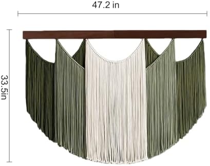 Jditngp Large Macrame Wall Hanging Tapestry,Boho Wall Art Decor Chic Bohemian Handmade Cotton Rope Woven Tapestry Home Decoration for Living Room Bedroom Apartment (47.2"WX33.5"L)Green Beige Tassels - Image 2