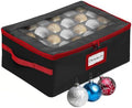 HOLDN’ STORAGE Christmas Ornament Storage Box with Dividers - Fits 48-3” Ornaments, 2 Removable Trays, Durable & Space-Saving, Clear Top Lid, Fits Underbed, Charcoal by HOLDN%E2%80%99STORAGE