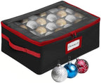 HOLDN’ STORAGE Christmas Ornament Storage Box with Dividers - Fits 48-3” Ornaments, 2 Removable Trays, Durable & Space-Saving, Clear Top Lid, Fits Underbed, Charcoal by HOLDN%E2%80%99STORAGE