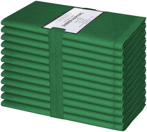 Cotton Clinic Cloth Dinner Napkins - Perfect Everyday Use Table Napkins - Soft Durable Washable - Ideal for Party Wedding Christmas Easter - Set of 12-20x20 inches Green Napkins by CottonClinic