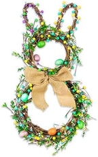 Easter Bunny Wreaths for Front Door with Lights, 24" Easter Green Rabbit Wreaths with Eggs,Twig and Berries,Bowknot, Spring Wreath for Decorations Home Farmhouse Outdoor Indoor Wall Mantel Window - Image 6
