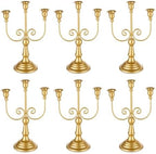 Romadedi Gold 3 Arm 11.8" Candelabra Candle Holders, Set of 6 by ROMADEDI