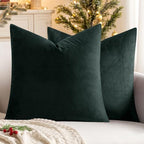MIULEE 26x26 Inch Pack of 2 Euro Velvet Throw Pillow Covers Army Green by MIULEE