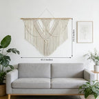 LISRRZHEN Large Macrame Wall Hanging - Boho Nordic Geometric Woven Tapestry, Handcrafted Cotton Wall Decor for Living Room Bedroom Entryway Apartment - Image 2