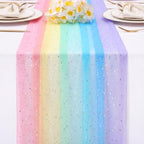 8 Pcs Pastel Rainbow Table Runners 29 x 70 in Rainbow Tablecloth - Image 3