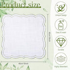 Hahafelt 12 Set Scalloped Cloth Napkins, Embroidery Polyester, Sage Green - Image 2