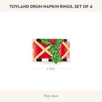 MACKENZIE-CHILDS Set of 4 Polyresin Napkin Rings, Cute Napkin-Holder Rings, Toyland Drum - Image 4