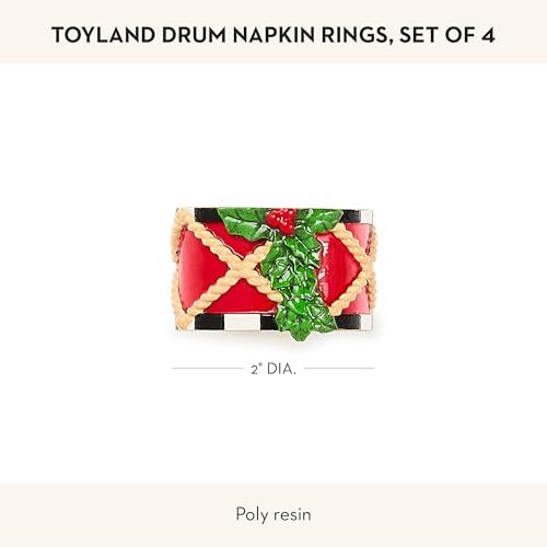 MACKENZIE-CHILDS Set of 4 Polyresin Napkin Rings, Cute Napkin-Holder Rings, Toyland Drum - Image 4