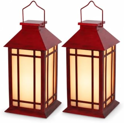 Bdor 13 Inch Christmas Outdoor Decorative Lanterns with Candle Timer 2 Pack by Bdor