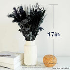 17" Black & Dark Grey Dried Flower Bouquet, DIY for Bohemian Home Decor - Image 3