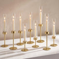 Hurricane Glass Candle Holders Set of 9 Gold Metal Taper Candlesticks by Springbreezecandleglow