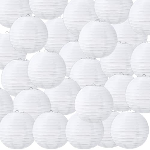 Treela 48pack White Chinese Paper Lanterns for Wedding Party Decor, 8" by Treela