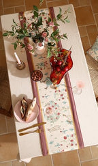 patdrea Designer Idyll Linen Table Runner, Vintage Beige Farmhouse with Ancient Spring Figure and Fruit Trees Pattern Table Mat, Decoration for Kitchen Dining Banquet Christmas ,12"*87" - Image 6