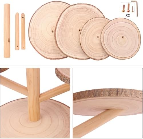 4 Tier Round Wooden Cupcake Stand - Wooden Cupcake Stand/ Holder – Rustic Wood Cupcake Tower Display for Weddings, Birthday Party Decoration, and Dessert Tables - Image 3