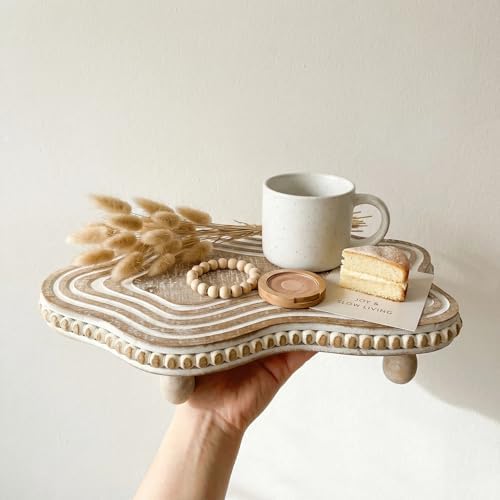 Wood Riser for Kitchen Counter, Wavy Wooden Trays for Decor, Cloud Shapes - Image 3