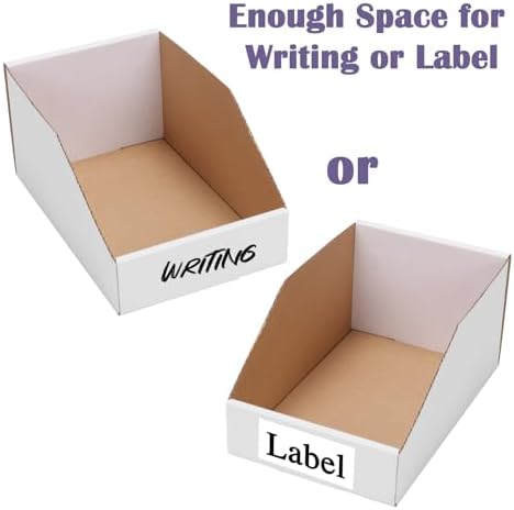 EXYGLO Cardboard Storage Bins 35 Pack, 9.4x6x4.5 Inch Cardboard Boxes, Corrugated Organizer Bins for Pantry, Shelves, Garage, Office, Shop, White - Image 4