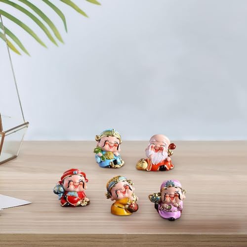 5 Pcs Resin God of Wealth Statue, Chinese New Year Feng Shui Fortune Figurines for Office and Home Decor - Image 5