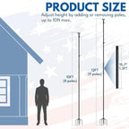 LETSTRY 12 FT In-Ground Flag Pole for Outside House, Heavy Duty Wind Resistant Flagpole with Upgraded 5-Prong Base,Portable Mount Flapoles Kit for Yard, Garden, Residential Commerical (Black/ 2 Pack) - Image 2