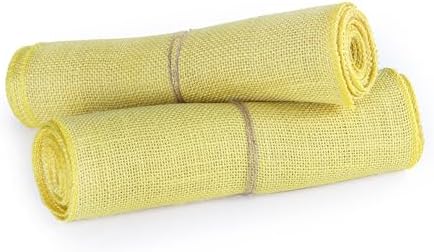 MDS® Pack of 25 Natural Burlap Table Runner, 12 x 72 Inch, Jute Rustic Farmhouse Boho Table Decor for Wedding Reception, Dining Table, Bridal Shower, Baby Shower & Party Decorations - Yellow - Image 5
