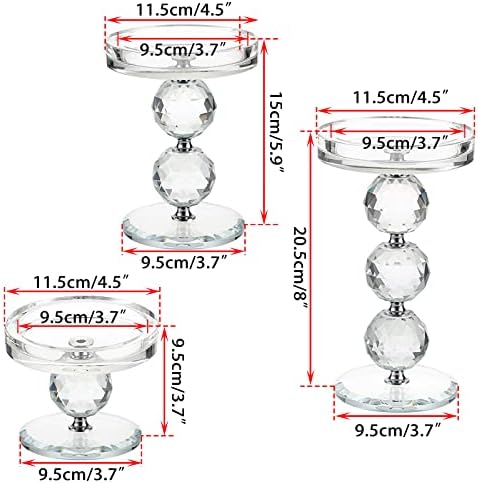 OwnMy Crystal Glass Pillar Candlestick Holders Pillar Candle Holders Sets - Image 3
