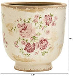 Nearly Natural 7.5 in Tuscan Ceramic Floral Print Planter for Decor - Image 3
