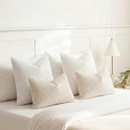 DEZENE White Vertical Ripple Striped Couch Pillow Cases: Pack of 2 24x24 Inch Velvet Square Throw Pillow Covers for Couch Sofa Bed Living Room Home Decor - Image 6