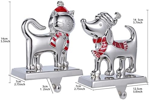 2 Set Christmas Stocking Holders for Fireplace Dog Mantle Garland Mantel Clips Stocking Hook Cat Stocking Hangers Holiday Decor (2,S-Dog Cat) - Image 3