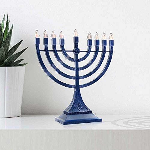Zion Judaica 6 Pack Electric Hanukkah Menorah LED USB Powered Menorah Electronic Hanukkiah Battery Minorah Flamless Chanukah Candles (Blue, 6) - Image 2