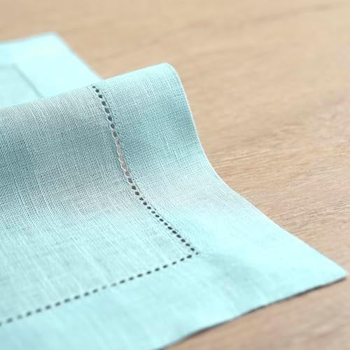 Solino Home 100% Pure Linen Dinner Napkins Aqua Blue, 20 x 20 in, Set of 4 - Image 3