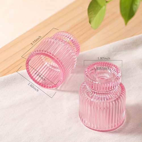DARJEN 12 Pcs Glass Candlestick Holders- Pink Taper Candlestick Holders Tealight Votive Candle Holders for Table Centerpieces, Wedding, Dinner Party, Home Decor - Image 2