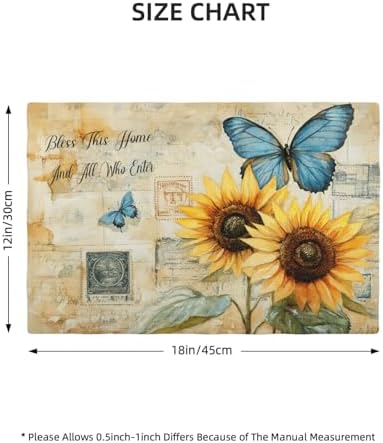 Vintage Butterfly Sunflower Placemats Set of 6 Bless Home and All Who Enter Table Mats Place Mats Decor Imitation Linen Heat Resistant Tablecloth for Dining Kitchen Party Restaurants 12''x18'' - Image 6