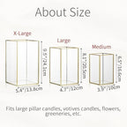 Glass Hurricane Candle Holder: 3 Pcs Gold Large Rectangular Hurricane Candleholder Lantern Centerpieces for Tables Glass Decorative Lantern Candle Holder for Wedding Christmas Home Decor - Image 6