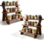 2Pcs Large 3 Tier Wooden Display Stand Wood Cupcake Stands Tool Free, Rustic Risers Dessert Table Display Shelf Spice Rack Organizer Holder, Large Wood Makeup Cologne Perfume Organizer by OFIDELITY