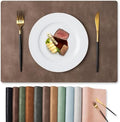 MOSAYT Vinyl Faux Leather Placemats, Set of 6, Brown by MOSAYT