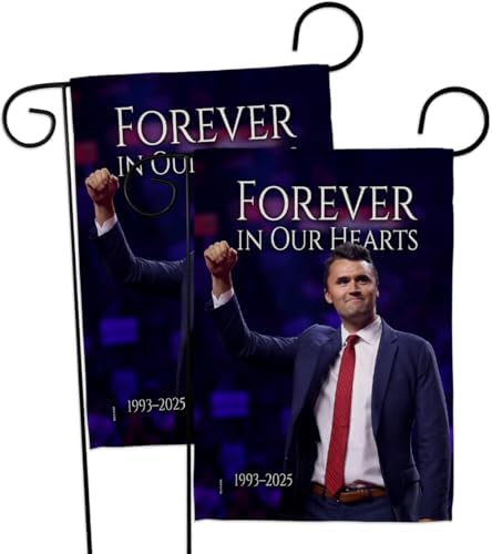 Forever In Our Hearts 1993-2025 Flag 2 Pcs Pack Wall Hanging Decor Home Porch Charlie Kirk Poster Canvas Quote Sign Freedom Support Trump Patriotism Memorial Decoration Garden Remembrance Gift by Unknown