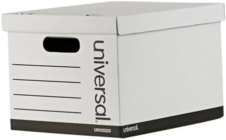 Universal Basic-Duty Economy Record Storage Boxes, 10 Pack, Letter/Legal Files, 12" x 15" x 10", White, by Universal