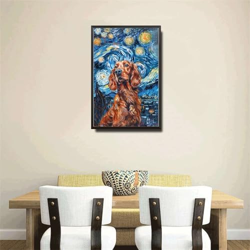 Metal Sign Tin Sign Vintage Wall Art Irish Setter Starry Night Setter Lively Setter in A Night Sky for Home Irish Pubs and Seasonal Displays Rustproof Aluminum 8×12 Inches with Metal Frame - Image 4