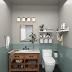 PopiShelves Bathroom Shelves Over Toilet for Wall, Floating Shelves with Storage Basket Paper Holer for Kitchen Living Room, Bedroom & Classroom, Set of 3 (White and Grey) - Image 5