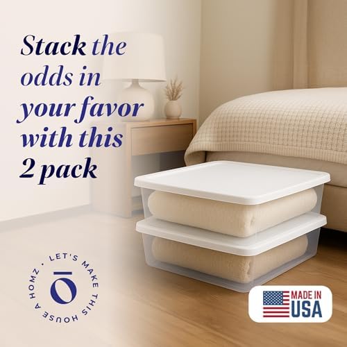 HOMZ Clear Plastic Storage Bins w/Snaplock Lids, 28 Qt, White, 2 Pack - Image 2