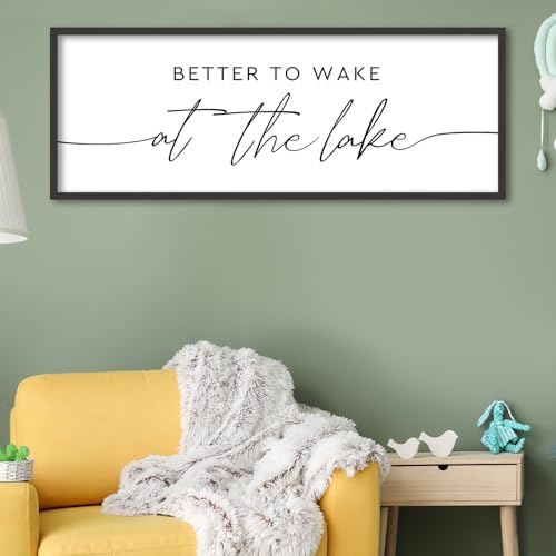 Better To Wake At The Lake Sign Above Bed Wall Decor, 40"×15", Black - Image 7