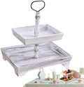 Rustic Wood Tier Tray - 3 Tier Decorative Stand Elegant Country Center Stand | Wooden Cake for Kitchen Counter, Desk, Dining Table, Entryway, Shelves by Unknown