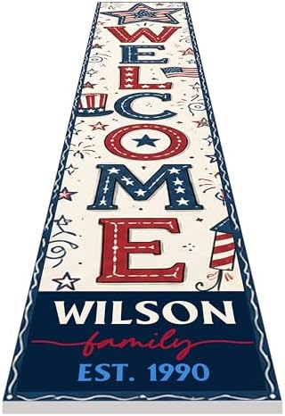 48x8" Custom 4th of July Welcome Porch Sign, Personalized Patriotic Porch Decor for Independence Day, Standing Welcome Sign for Front Door, PVC, Design 2 - Image 4