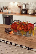 DILATATA Fall Decor Autumn Harvest Floral Centerpiece with Artificial Peony Maple Leaf and Berries Arrangement for Thanksgiving Party Mantel Fall Decor - Image 6