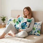COMMINY Green Floral Throw Pillow Covers 20x20 Set 6 Farmhouse Summer Decor - Image 3