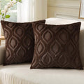 decorUhome Faux Fur Soft Dark Brown Throw Pillow Covers 24x24 Set of 2 by decorUhome
